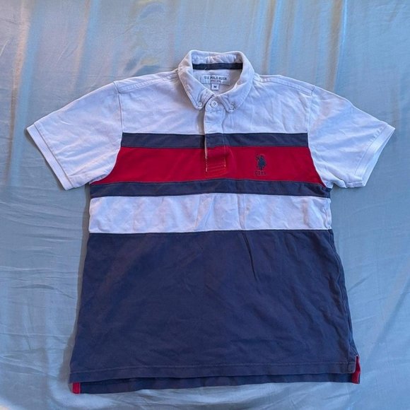 US Polo Assn Mens Stripe Polo Shirt Size Medium re - Picture 1 of 4